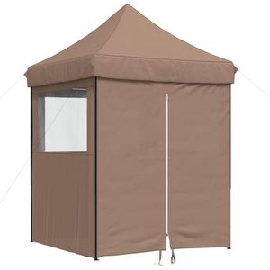 vidaXL - Partytent - inklapbaar - pop-up - met - 4 - zijwanden - bruin