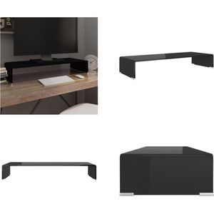 vidaXL Tv-meubel/monitorverhoger zwart 80x30x13 cm glas - Tv-kast - Tv-kasten - Tv-standaard - Tv-standaarden