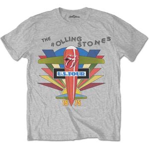 The Rolling Stones - Retro US Tour 1975 Heren T-shirt - XL - Grijs