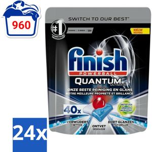 Finish Powerball - Quantum Ultimate - Vaatwastabletten - Ontvetter - 40 stuks per verpakking - Voordeelverpakking - 24 stuks