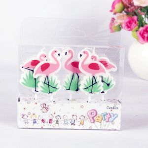 kaarsjes Flamingo kaars cupcake gebak 5 stuks