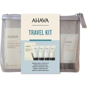 AHAVA Travel Kit - Essentiële Lichaam & Haar Essentials | Perfect voor Reizen | Vegan & Vrij van Alcohol en Parabenen | Reisset voor mannen & vrouwen | Mini Shampoo & Douchegel | Hydraterende bodylotion | Reisverpakking toiletartikelen - Set van 4