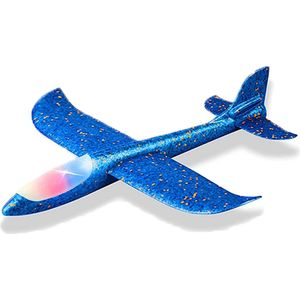Tozy Zweefvliegtuig Met Verlichting XL - EXTRA GROOT Wegwerp Vliegtuig Foam - Speelgoed Vliegtuig Blauw - Speelgoed Vliegtuig Kinderen - Buitenspeelgoed - Zweefvliegtuig Speelgoed - Foam Vliegtuig