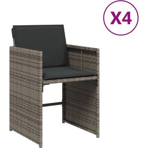 vidaXL Tuinstoelen - Set van 4 - Met kussens - Grijs Tuinstoel - PE Rattan - Outdoor Furniture - Lounge Chair - Balkon Meubel