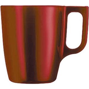 Set van 10x stuks koffie mokken/bekers metallic rood 250 ml - Keraniek - Luxe mokken