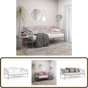 vidaXL Slaapbankframe metaal grijs 90x200 cm Slaapbank - Bedbank - Metalen Bedframe - Design Bedbank - Compact Bedbank