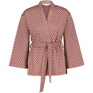 Red Button Vest Kimono Multi Jacquard Srb4163 Purple Dames Maat - XL