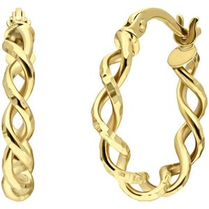 Lucardi Dames 9 karaat oorringen twist 13mm - Oorbellen - 9 Karaat - Goudkleurig