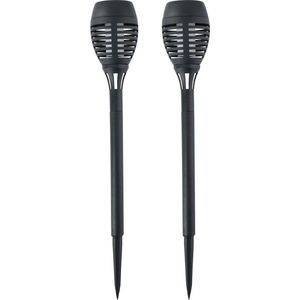 Fakkels - Solar Tuinlampen - Zwart - Kunststof - 2x Stuks