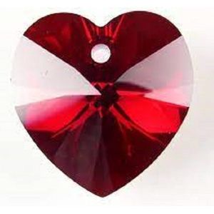Swarovski Elements, hart 18x18mm, garnet AB met zilverfoil rug (6202), per stuk