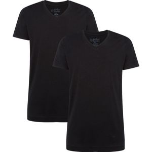 Comfortabel & Zijdezacht Bamboo Basics Velo - Bamboe T-Shirts V-Hals (Multipack 2 stuks) Heren - Korte Mouwen - Long Fit - Zwart - L