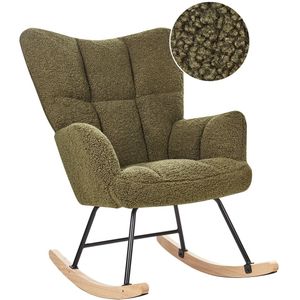 SITTT Schommelstoel - Relaxstoel babykamer - Fauteuil - Voedingsstoel - Roomwit - Donker Groen
