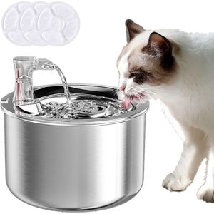 Drinkfontein Kat - Kattenfontein met Filter - Drinkbak Hond - Waterdispenser - Zilver