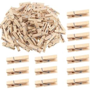 Titel: 100 stuks mini-wasknijpers van echt hout - kleine wasknijpers