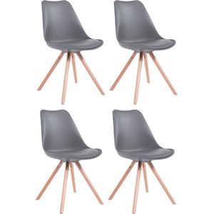 CLP Toulouse Set van 4 stoelen - Rond - Kunstleer grijs natura