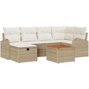 vidaXL - 7-Persoons - Tuin - Sofa - Set - met - Kussens - Beige - Poly - Rattan