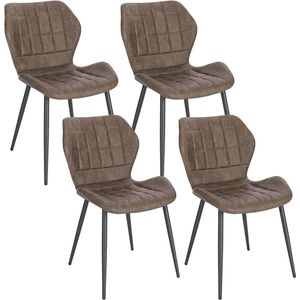 Rootz Eetkamerstoelen Set van 4 - Gestoffeerde stoelen - Kunstleren zitting - Comfortabel, duurzaam, ergonomisch ontwerp - Metalen frame - 47 cm x 79,5 cm x 54 cm
