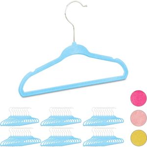 Relaxdays 60x kinderkledinghanger - babykledinghanger - kunststof - kleerhanger turquoise