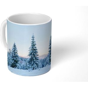 Mok - Koffiemok - Winter - Sneeuw - Bomen - Mokken - 350 ML - Beker - Koffiemokken - Theemok