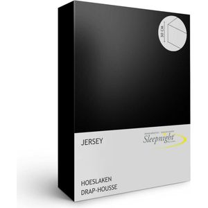 Sleepnight Hoeslaken - Jersey - (hoekhoogte 30 cm ) noir - B 160 x L 200 cm - Lits-jumeaux Strijkvrij - Geschikt voor Standaard Matras/Boxspring/Matras + Topper - 517637-B 160 x L 200 cm
