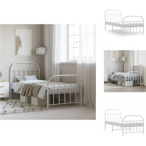 vidaXL Bedframe - Klassiek - Metaal - 207x95x100cm - Wit - Bed