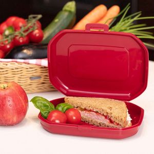 Set, 3-delig: 3 broodtrommels/snackboxen, met kliksluiting, hoogte: elk ca. 3,7 cm, kunststof, mini, rood