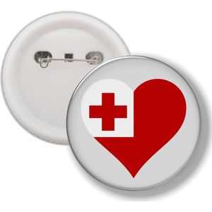 Button Met Speld - Hart Vlag Tonga