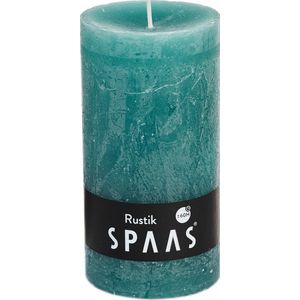 SPAAS-  Rustieke geurloze cilinderkaars hoogte 13cm, ± 60 uur - Smaragdgroen - Cilinderkaars