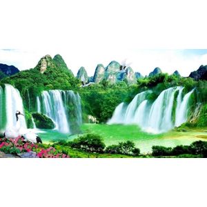 Diamond Painting Pakket - Waterval - 50x40 cm - Complete Set - Volledige Bedekking - Ronde Steentjes