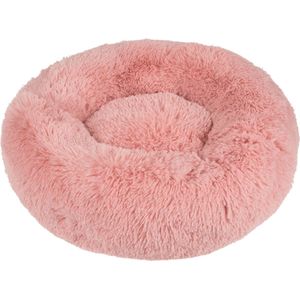Donut Hondenmand - Kattenmand - Maat M - 60cm (ligvlak van 45cm) - Roze - Fluffy en Wasbaar