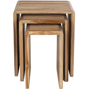 Housecraft Living Djia Bijzettafel Teak Hout - Set van 3