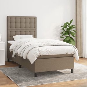 The Living Store Boxspring Bed - Maxima - Bed 193 x 90 x 118/128 cm (L x B x H) - Duurzaam - Verstelbaar hoofdbord - Pocketvering matras - Middelharde ondersteuning - Huidvriendelijk topmatras - Color- taupe