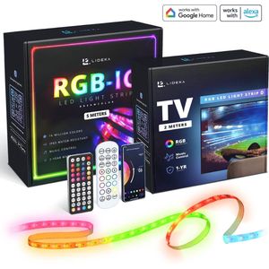Lideka® LED Light Strips 5 meter RGBIC + TV strip 2 meter RGB - Met app en afstandsbediening - Google en Alexa