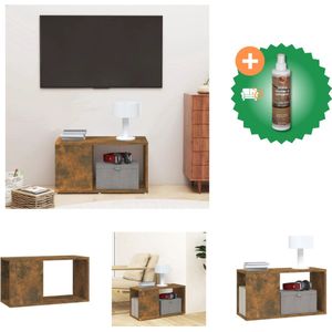 vidaXL Tv-meubel 60x24x32 cm bewerkt hout gerookt eikenkleurig - Kast - Inclusief Houtreiniger en verfrisser