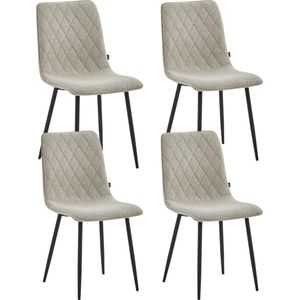 Colenis® - Elise Eetkamerstoel - Set Van 4 - Beige - Bouclé - Industrieel