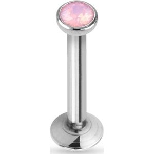 Flat Top Opal Labret Roze 10 mm