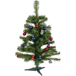 Mini Kerstboom 60cm hoog -  66 flexibel te vormen takken - Inclusief 24 kerstballen - Ø38 cm - voor op tafel bureau - kleine - eenvoudige opbouw - onderhoudsvriendelijk en herbruikbaar - kunstkerstboom net echt - volle kerstboom -