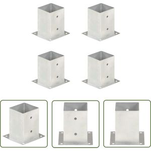 The Living Store Paalankers 4 st 101 mm gegalvaniseerd metaal - Paalanker - Paalhouders - Buisbevestiging - Galvaniseerde Staal - Buitenverblijven