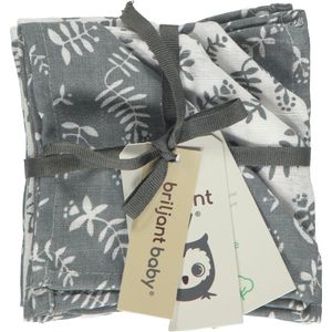 Briljant Baby - Monddoek Botanic Organic - Blauw Grijsl - 4-Pack - 30 x 30 cm - 100% organisch katoen