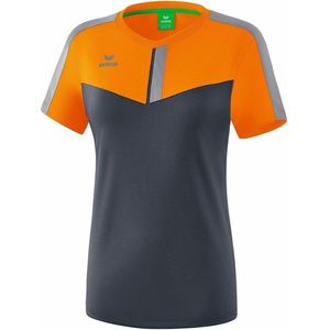 Erima Squad T-Shirt Dames Slate Grijs-Monument Grijs-New Oranje Maat 38