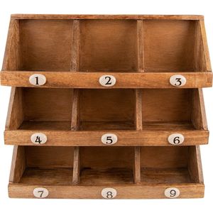 Clayre & Eef Vakkenkast 39x12x42 cm Bruin Hout Boekenkast Opbergkast Halfhoge Kast