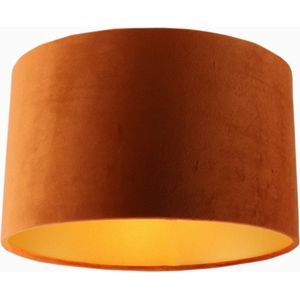 Olucia Krista - Moderne Plafondlamp - Metaal/Stof - Goud;Oranje - Rond - 30 cm