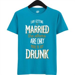 Am Getting Married | Vrijgezellenfeest Cadeau Man - Groom To Be Bachelor Party - Grappig Bruiloft En Bruidegom Bier Shirt - T-Shirt - Unisex - Aqua - Maat L
