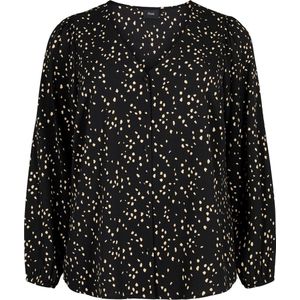 ZIZZI CAANNI, L/S, V-NECK SHIRT Dames Blouse - Black - Maat XXL (58-60)