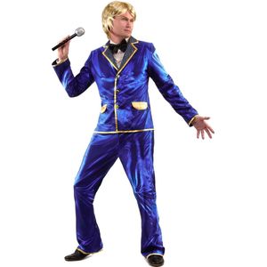 Vegaoo - Glanzend blauw disco kostuum voor mannen