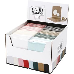 Kaarten en enveloppen, afmeting kaart 12,7x17,8 cm, 230 gr, 8x10 dozen, kleuren assorti