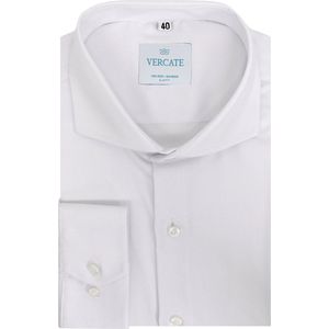 Vercate - Strijkvrij Kreukvrij Overhemd - Wit - Slim Fit - Bamboe Katoen - Lange Mouw - Heren - Maat 43/XL