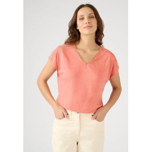 Damart - T-shirt met glanseffect in linnenmix met viscose - Vrouwen - Roze - M