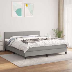 The Living Store Boxspringbed - The Living Store Luxe Stoffen Bed 180x200 cm - Lichtgrijs - Pocketvering Matras - Verstelbaar Hoofdbord - Huidvriendelijk Topmatras