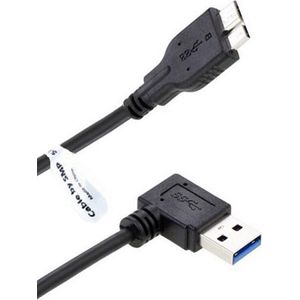 OneOne 0,20 m Micro USB 3.0 kabel. Haaks rechts. 5 Gbps Micro USB B datakabel is geschikt voor o.a. externe harde schijf / portable harde schijf (HDD)